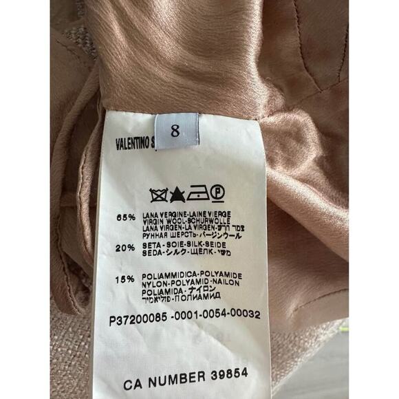 Valentino Women’s Size 8 Ruffle Pleated Wool Silk Neutral Dress - Picture 8 of 9